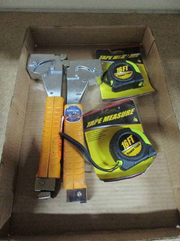 2 - tape measures    2 - staple hammers