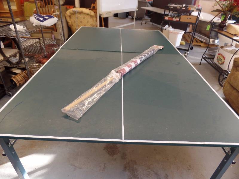 Ping Pong Table with U.S. Banner