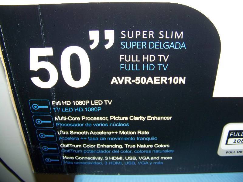 lot 3 image: 50, Avera, Super Slim, 1080p, Full HD, LED, TV  Television - NEW IN BOX