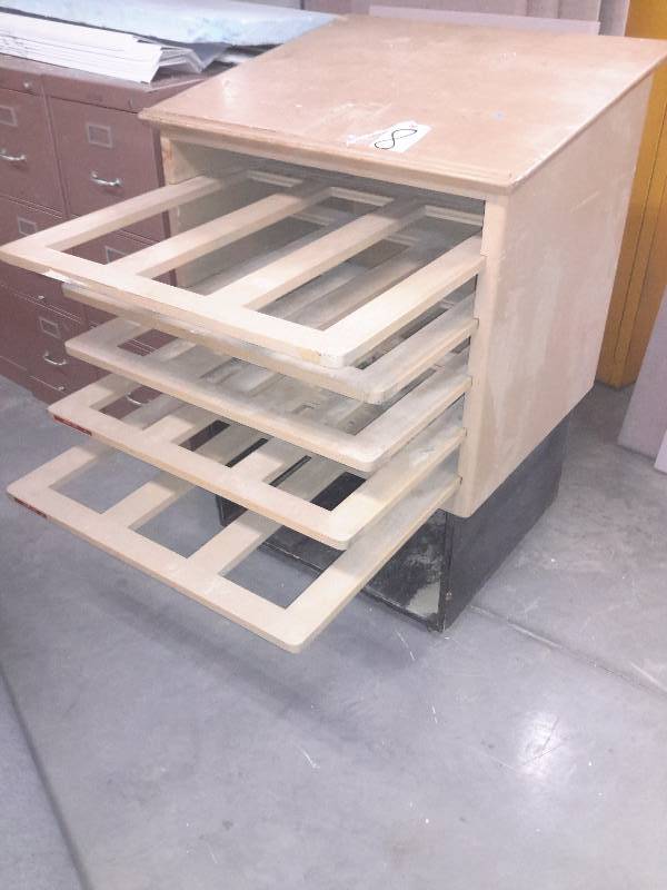 Large podium with Slide Out shelves.. On wheels