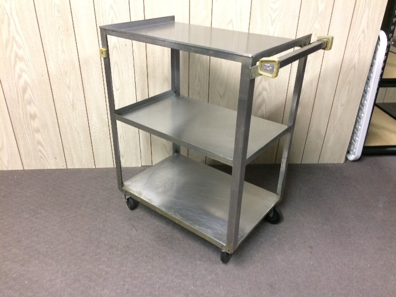 lot 13 image: 3 TIER STAINLESS CART WITH WHEELS