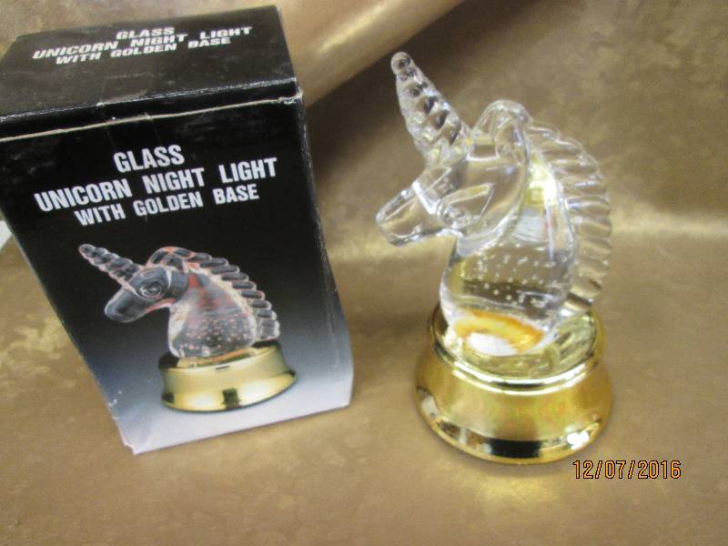 lot 9 image: Lot of 24 Glass Unicorn Night Light...