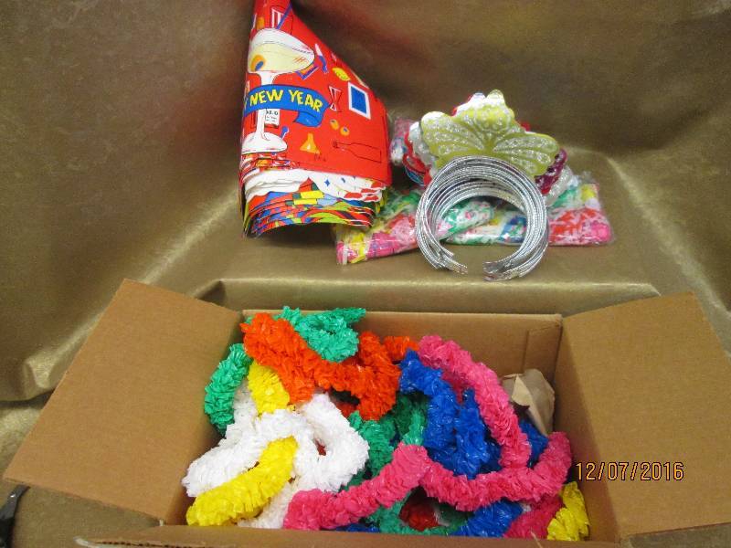 lot 13 image: NewYears Eve in a box Hats,Horns, ...