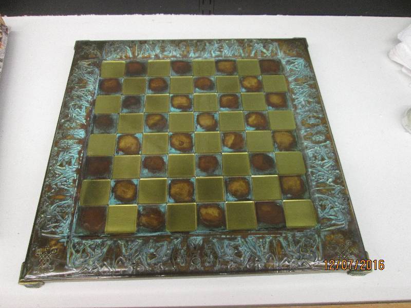 lot 23 image: Chess Board Copper Toned...