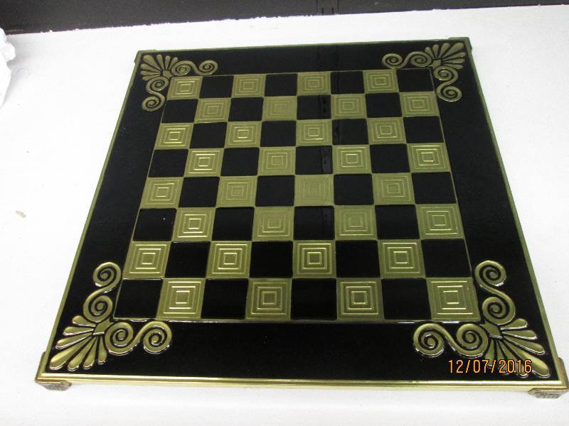 lot 24 image: Black EnamelBronze Chess Board...
