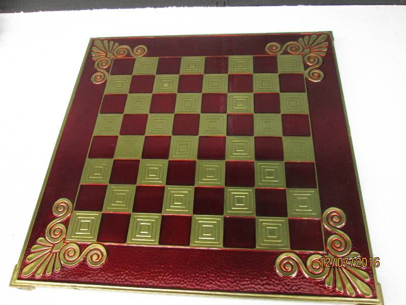 lot 25 image: Red EnamelBronze Chess Board...
