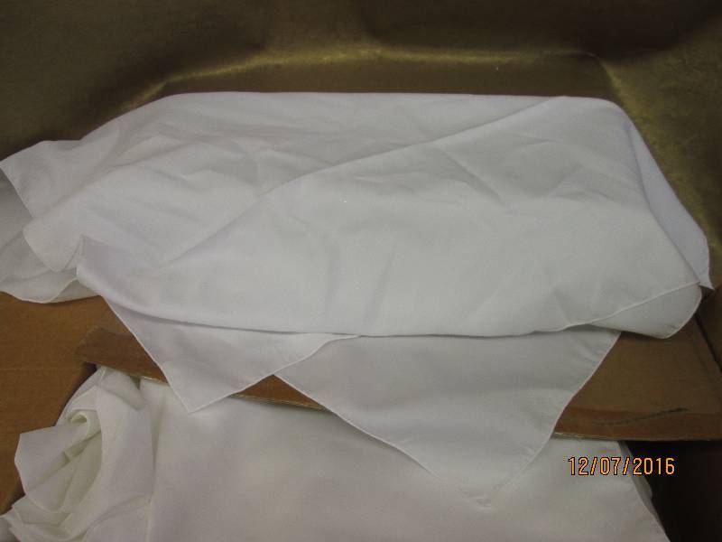 lot 31 image: Case of white scarves, 28 inch squa...
