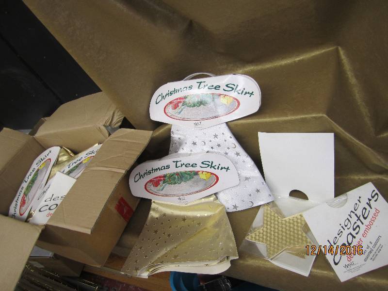 lot 85 image: Box filled with Christmas tree skir...