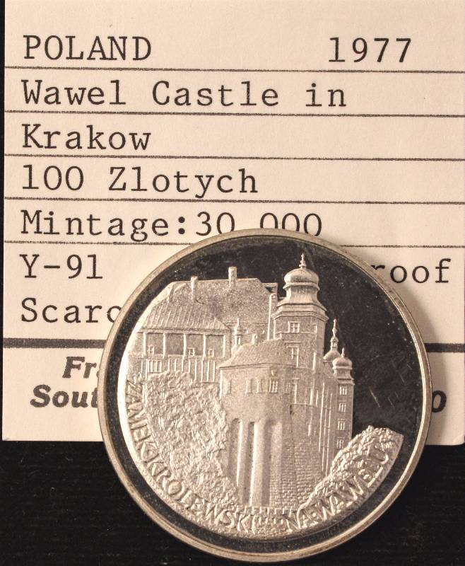 1977 POLAND 100 ZLOTYCH PROOF LOW MINTAGE (16.5 GRAMS 62.5% SILVER)