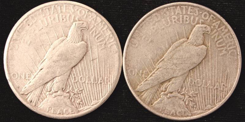 GROUP OF 2 PEACE SILVER DOLLARS 1922-S & 1923-D F-VF