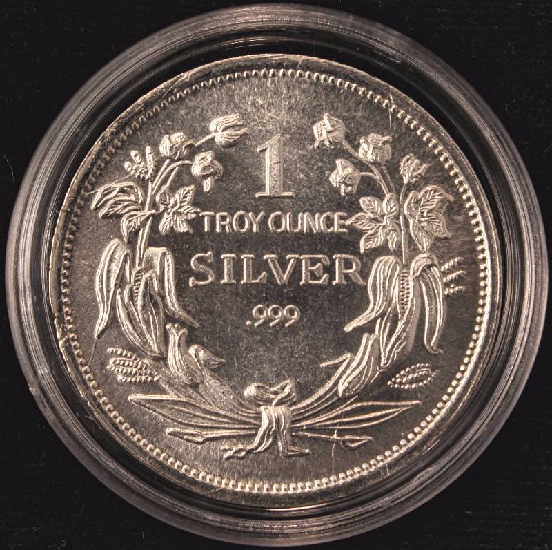 1 TROY OZ. .999 FINE SILVER SEATED DOLLAR DESIGN IN AIRTITE HOLDER