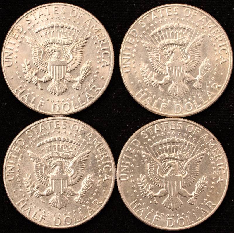 GROUP OF 4 1964 KENNEDY SILVER HALF DOLLARS UNC