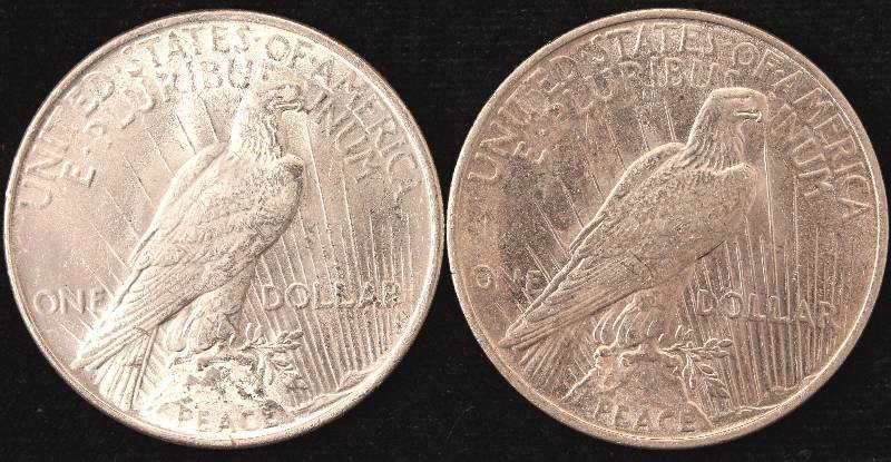 GROUP OF 2 BU-UNC PEACE SILVER DOLLARS 1922 & 1923