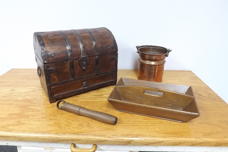 Lot of Vintage Wood, and Copper Items