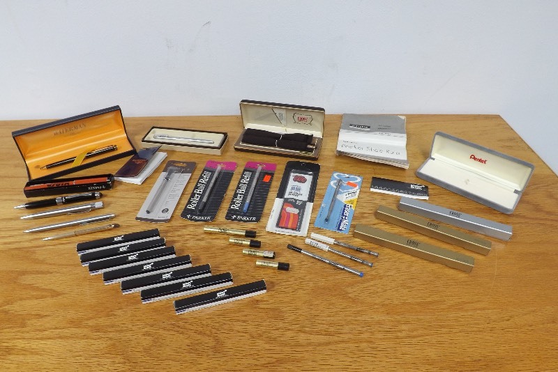 Lot of Higher End Ball Point Pens, Parts, and Accessories