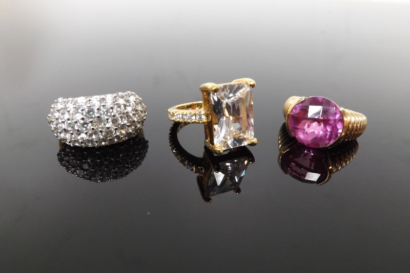 3 Gold Over Sterling Cocktail Rings (.741 oz Total Weight)