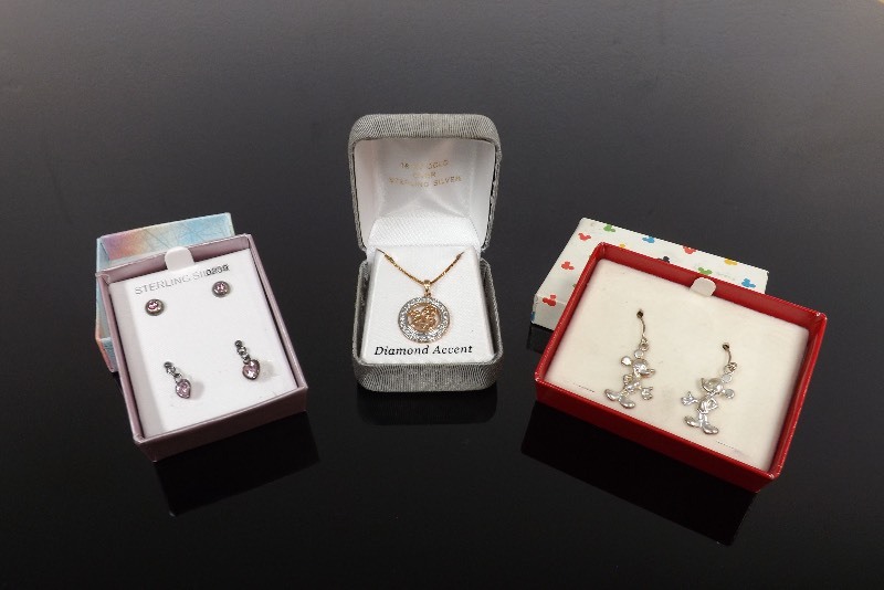 New in Box Sterling Earrings and Necklace (.226oz Total Weight)