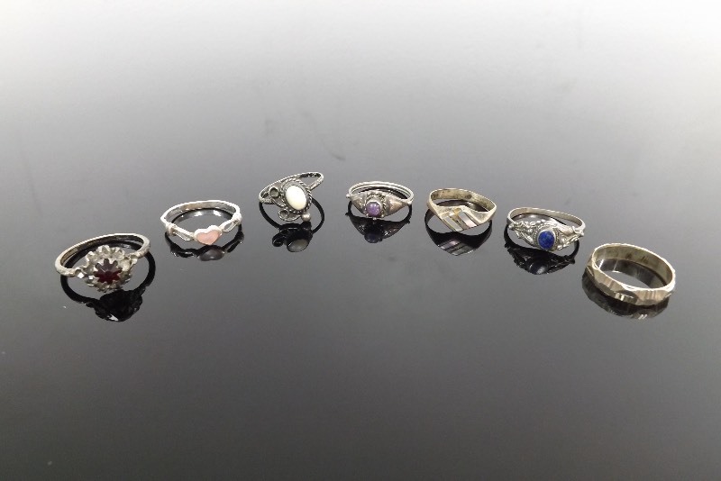 7 AntiqueVintage Sterling Rings (.413oz Total Weight)