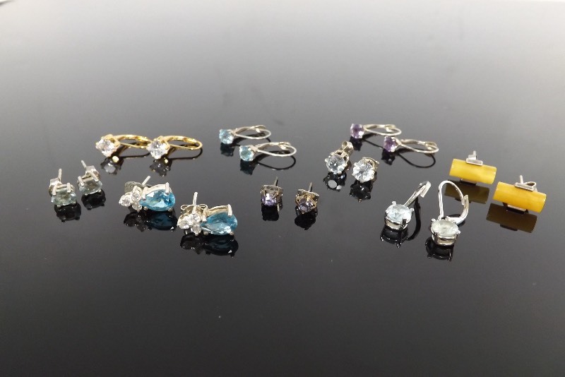 9 Sets of Sterling Earrings (.462oz Total Weight)