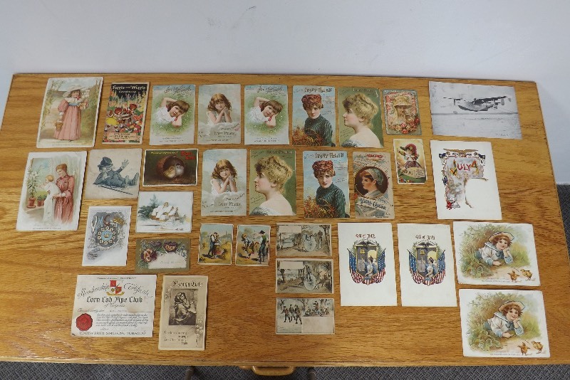 Large Lot of AntiqueVintage Advertising CardsPostcards