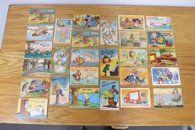 Lot of Vintage Fishing Humor Postcards