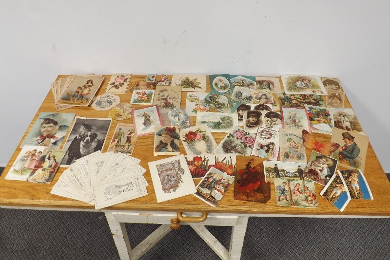 Large Lot of Antique Advertising CardsPostcards
