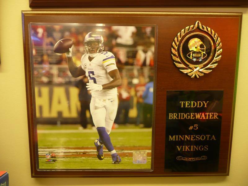 Brand New - Minnesota Vikings Teddy Bridgewater Plaque - Approx 15 by 11 12