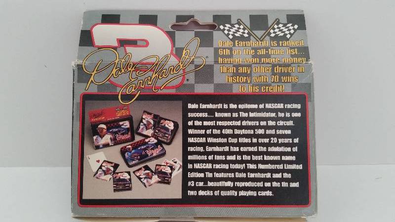 lot 39 image: NASCAR Numbered Limited Edition Dale Earnhardt Playing Cards in Collectable Tin - New in Box