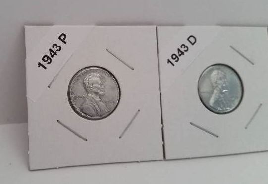 lot 133A image: 1943 Philadelphia, San Francisco and Denver Mint WWII Emergency Issue Steel Pennies - Carded