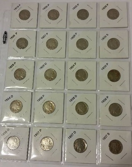 lot 132 image: Lot of (20) Buffalo Nickels - Carded and in Page Sleeve - See Description and Pictures
