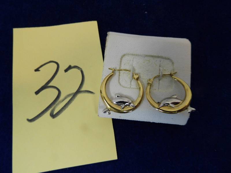 Dolphin Hoop Earrings - 10K