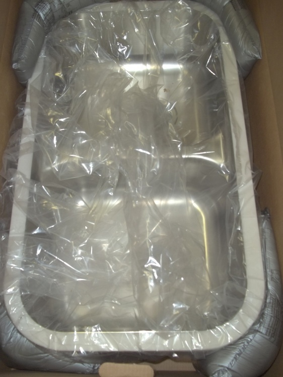 lot 36 image: Double Stainless Steel Sink under mount 19 x 32 x 8
