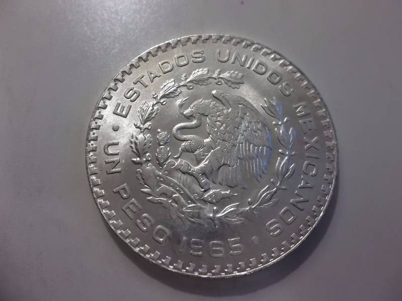 1965 Mexican Silver Peso .74 Oz