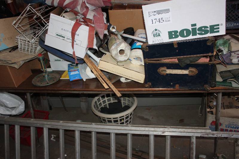 lot 1745 image: Table, Flags, Footlocker, Baskets