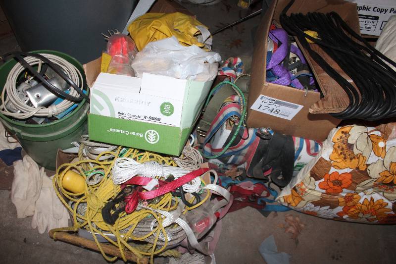 lot 1748 image: Floor Lot of Misc Includes Straps, Rope