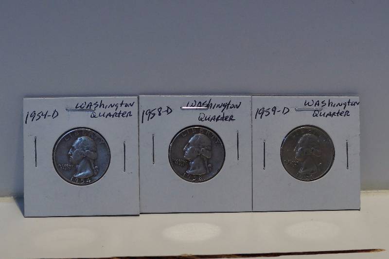 1954-D, 1958-D, 1959-D Washington Quarters