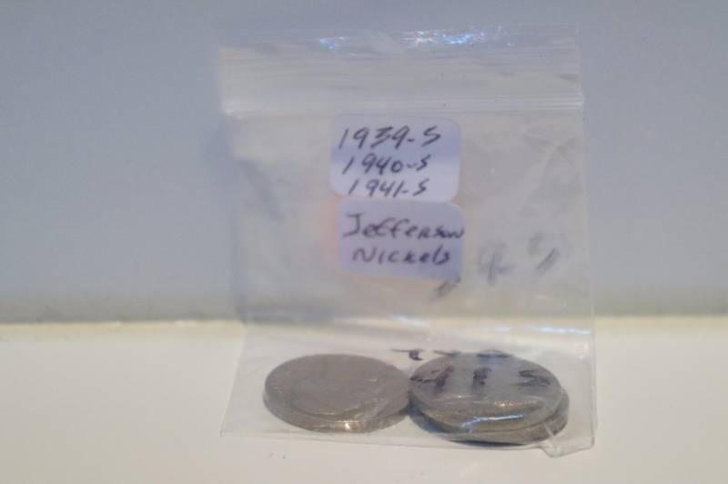 1939-S, 1940-S, 1941-S Jefferson Nickels