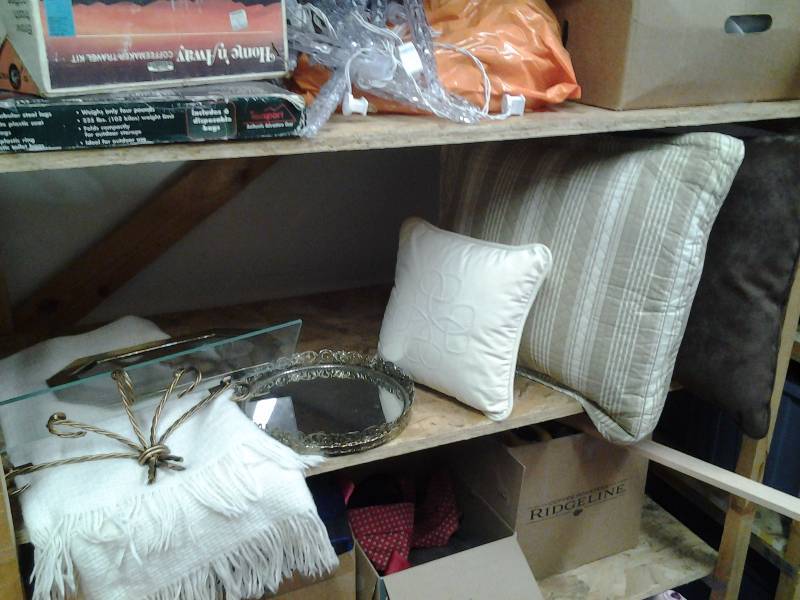 2-Throw Pillows, 1-Throw Blanket, Dresser Mirror Tray, Glass Wall Shelf, Mirror