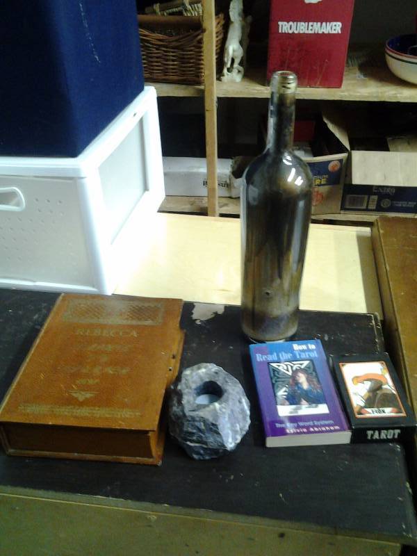Tarot Cards & Book, Incense Burner Bottle, Rock Candle, Stash Box Book