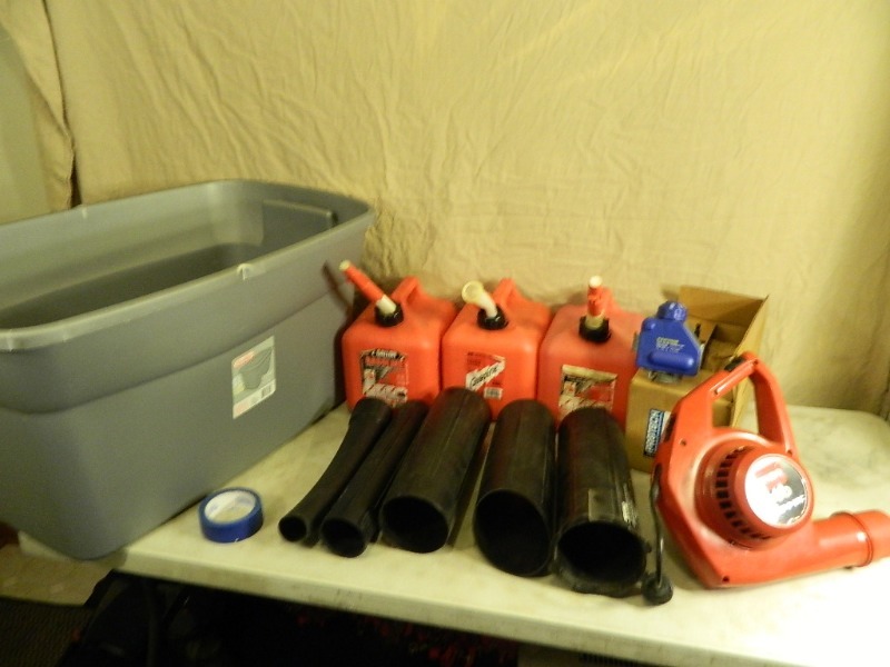 lot 69 image: Gas Cans, Blower, and More