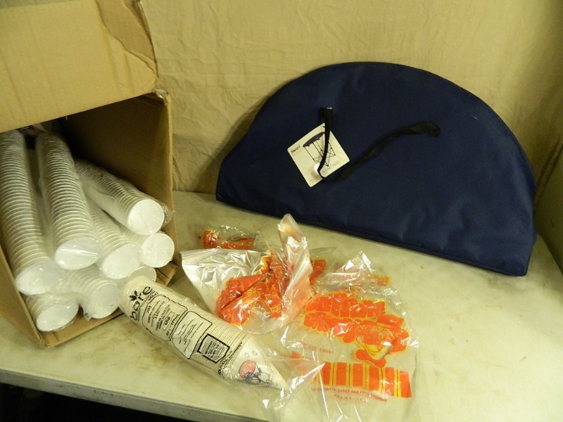 lot 110 image: Folding Outdoor Table and Disposable Cups