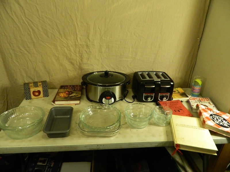 lot 158 image: Pyrex, Toaster, Crockpot, and More