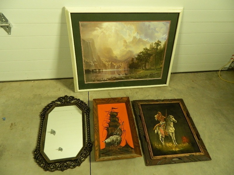 lot 142 image: Framed Pictures, Mirror, and Art