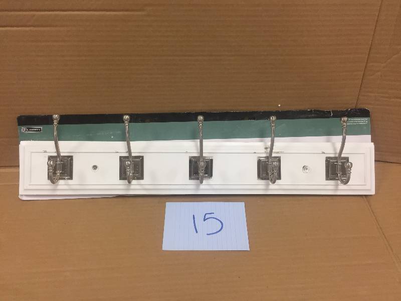 lot 15 image: Liberty Hardware R46121Y-WSN-L Flat White and Satin Nickel Hooks Five Arch Hook