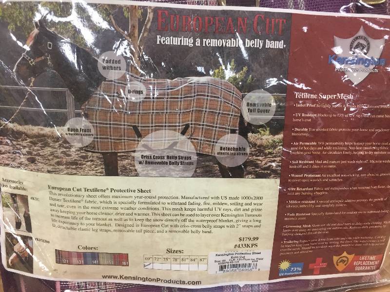 lot 23 image: Kensington European Cut Textilene Protective Sheet 69 Plum Ice Plaid New