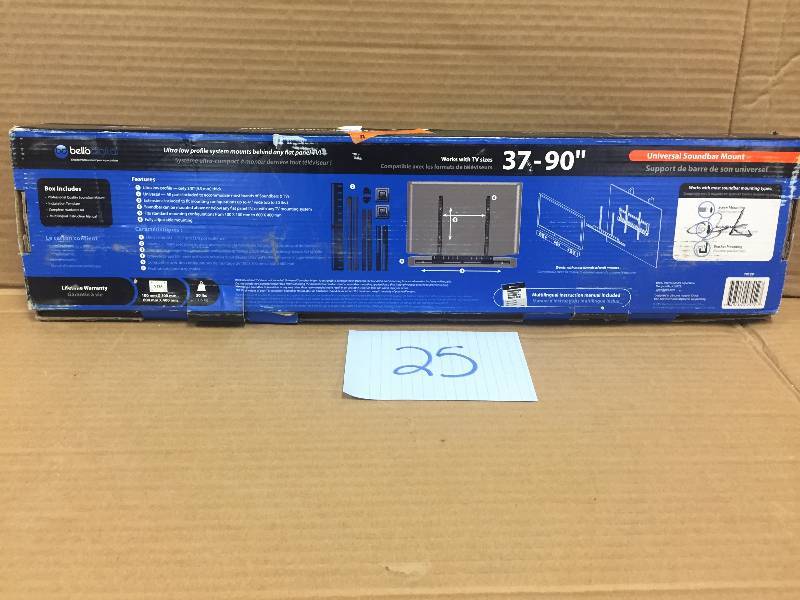 lot 25 image: Bello Digital Un iversal Soundbar Mount Never used
