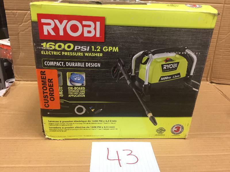 lot 43 image: Ryobi 1600 PSI 1.2 GPM Never used
