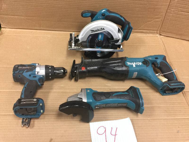 lot 94 image: Set of 4 pc makita tools model XPH07, BJR182, BGA452,XSS02 TOOLS ONLY all are used in working conditions