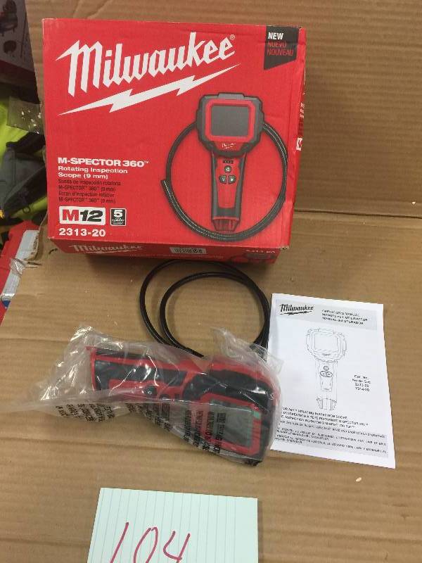 lot 104 image: Milwaukee M12 12-Volt Lithium-Ion Cordless M-Spector 360 Digital Inspection Camera (Tool-Only) open box never used