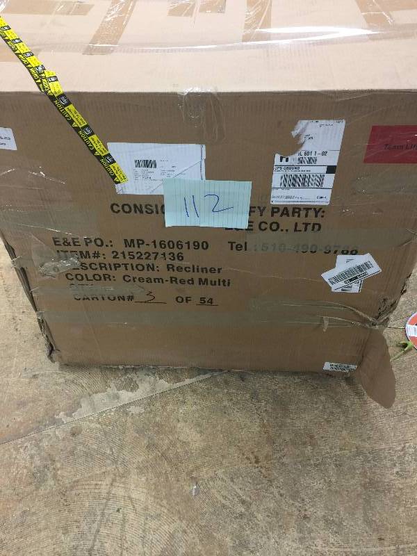 lot 112 image: Madison Park Archdale Bent Arm Recliner  open box never used